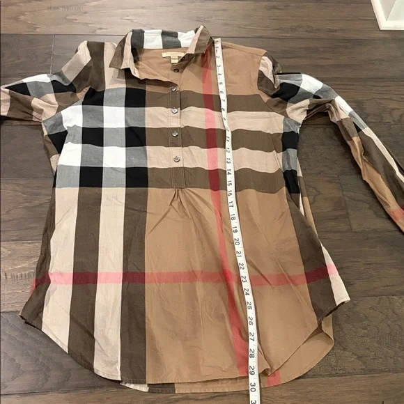 Burberry Cotton Popover Tunic Blouse Sz L - Picture 9 of 9